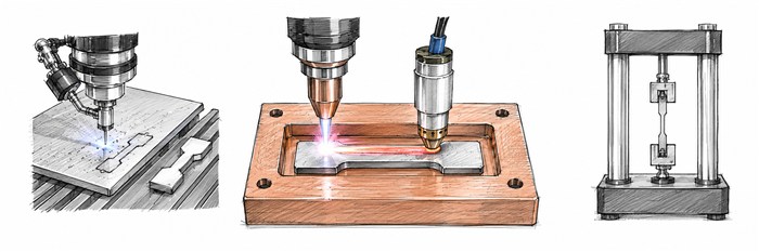 Diagram of an automated material fabrication and testing system
